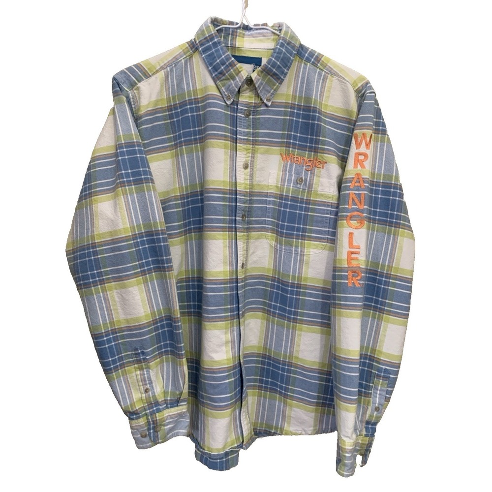 Wrangler Spell Out Long Sleeve Button up Western Shirt Boys Size XXL (18-20) USA